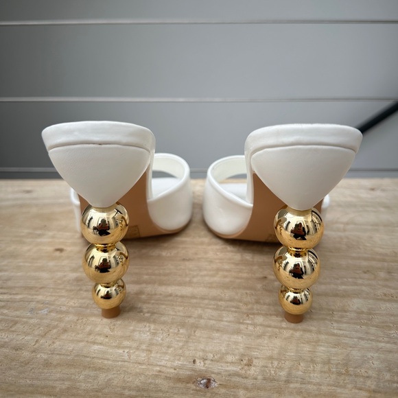 Superdown revolve white Debbie gold ball heel edgy trendy fall formal chic NWT 7 - Picture 6 of 9